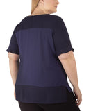 Ny Collection Womens Woven Plus Size Blouse WCRU0966 Navy Blue 1X