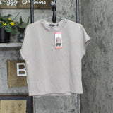 Danskin Womens Knit Ladies Ribbed Scuba T-Shirt Tee 1795838 Atmosphere Brown M