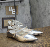 INC International Concepts Womens Valan Triple-Strapped Flats Silver Gray 7.5M
