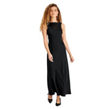 Future Collective Womens Sleeveless Mixed Media Ankle Slip Dress Black XS