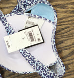 Bar III Women on the Prowl Swim Softcup Underwire Bikini Top Navy Blue Multi L