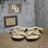 Universal Thread Sandals Faux Suede Strappy Slide with Buckles Taupe Brown 10M