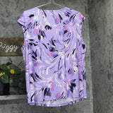 Kasper Keyhole Knit Floral Print Blouse Top Lavender Mist Purple Multi 2X