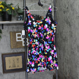 Island Escape Magnolia Underwire Swimdress One Piece Swimsuit Black Multi 14