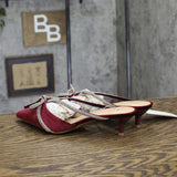 A New Day Womens Gwen Rhinestone Bow Heels Velvet 94656740 Burgundy Red 8.5M