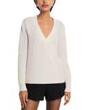 Aqua Womens 100% Cashmere V Neck Sweater V11599 Ivory Off White S