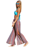 Becca Womens Sundown Crochet Split-Leg Cover-up Pants Fire Pool Purple Multi M