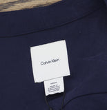 Calvin Klein Womens Woven Relaxed V-Neck Blouse 44B952G Baritone Blue S