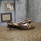 A New Day Womens Tabitha Oversized Chain Sling Back Heels 94305244 Brown 6.5M