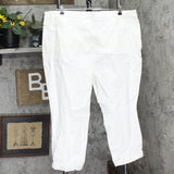 Curations Womens Crop Plus Size Rolled Cuff Knit Twill Pants Off White 24W