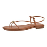 Tommy Hilfiger Womens Taras Strappy Flats Sandals Medium Natural Brown 7.5M