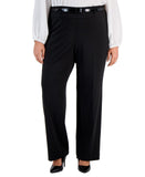 Kasper Womens Plus Size High-Rise Bootcut-Leg Pants with Belt Black 1X