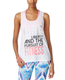 Material Girl Juniors Active Graphic Twist-Back Tank Top White L