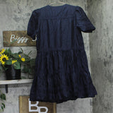 Aqua Womens Crochet Trim Mini A-Line Dress Navy Blue XS