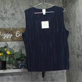 Calvin Klein Womens Plisse Sleeveless Blouse Shirt Top Sky Captain Blue XL