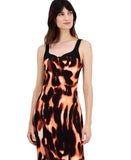 Rachel by Rachel Roy Front Slit Sweetheart Neck Midi Dress Black Leopard Smoke M