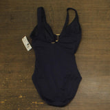 Lauren Ralph Lauren Beach Club Solids Ring One Piece Swimsuit Dark Navy Blue 6