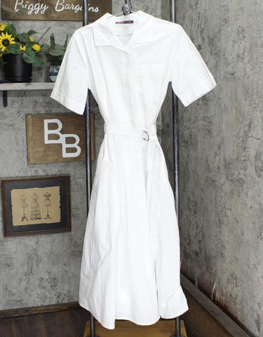 Comptoir Des Cotonniers Womens Button Up Belted Maxi Dress White S