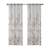 Madison Park Vera Sheer Grommet Top Curtain Panel Mauve Floral White 50" x 84"
