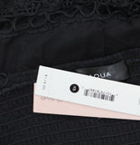 Aqua Womens Cotton Lace Inset Midi Dress DI9188BL Black XS