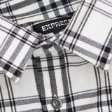 Express Mens Plaid Button Up Knit Button Up Shirt 1669f83978fc54 White / Black M