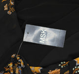 Msk Womens Petite Round-Neck Contrast-Long Sleeve Dress 91013864Z Black PXL