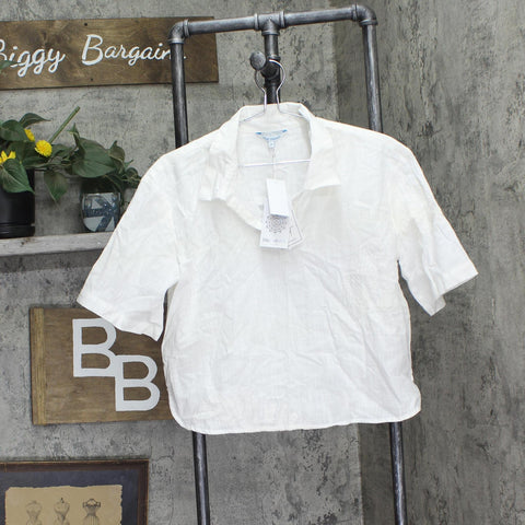 Blue Island Womens Cover Up Cotton Shirt 734-628 Ivory Off White M