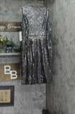 Calvin Klein Womens Sequin Embellished Velvet Shift Dress Black / Silver 14