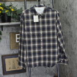 Officine Generale Sleeve Button Front Shirt Iced Coffee Cream / Navy Blue XL