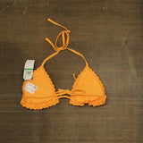 Salt + Cove Crochet Halter Triangle Bikini Swim Top Tangerine Zing Orange L