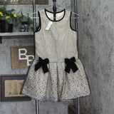 Bonnie Jean Girls Sequin Dot Velvet Trim Dress Brown Multi 12