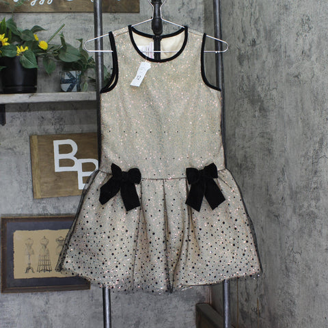 Bonnie Jean Girls Sequin Dot Velvet Trim Dress Brown Multi 12
