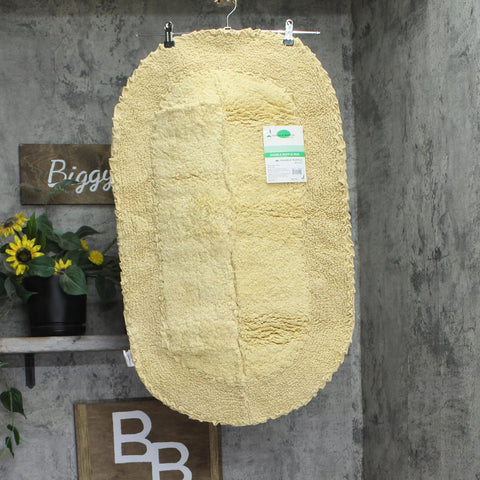 Home Weavers Double Ruffle 100% Cotton Oval Bath Rug BDR2134BU Yellow 21x34