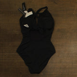 La Blanca Island Goddess High Neck Keyhole Mio One Piece Swimsuit Black 8