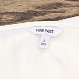 Nine West Womens Roll Sleeve Unlined Woven Blouse Shirt Top Off White S