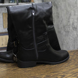 Sun + Stone Anyaa Wide-Calf Buckled Over-the-Knee Boots Black 8.5M-WC