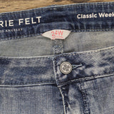 Laurie Felt Classic Weekender Distressed Straight Leg Jeans Vintage Blue 24W