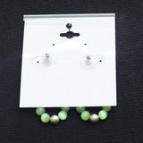Mixit Teardrop Cat's Eye Stone Drop Earrings Silver Gray / Green 1.75"