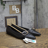 A New Day Valentina Pointed Toe Buckle Ballet Flats 94462481 Black 8M