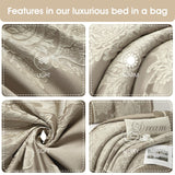 Stratford Park Therese 7-Piece Damask Comforter Set Beige Brown King