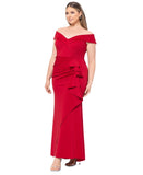 Xscape Long Off the Shoulder Scuba Crepe Dress Gown 4793XW Red 22W