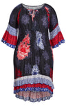 Avenue Womens Plus Size Everyday Crush Border Dress Daybreak Border Blue 18W