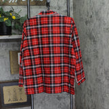 Casual Nights Cotton Long Sleeve Button Down Pajama Set Red Black Plaid L
