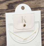 A New Day 'K' Dipped Pendant Necklace with Gift Pouch Gold / Clear 16" + 3"