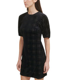 Tommy Hilfiger Womens Burnout Velvet Plaid Dress A1IK2KLA Black 6