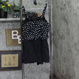 Swim Solutions Womens Polka Dot Romper One Piece Swimsuit Black / White 10
