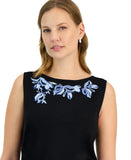 Kasper Womens Sleeveless Embroidered Blouse Sleeveless Shirt 10924833 Black S