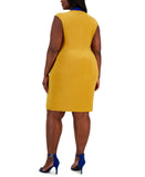 Kasper Womens Plus Size Colorblocked Faux-Wrap Cap-Sleeve Dress 10865955