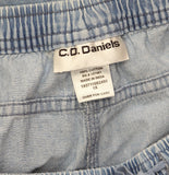 Cathy Daniels Lattice Hem Capris with Elastic Drawstring Waist Denim Blue 1X