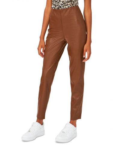 Riley & Rae Womens Faux-Leather Leggings 2351302 Cognac Brown S